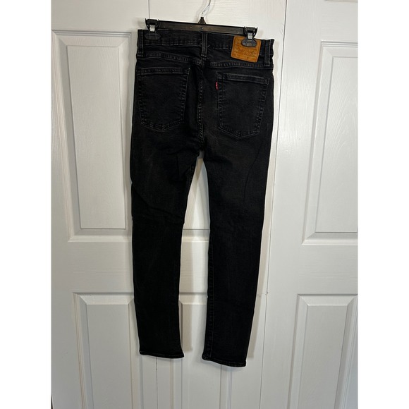 Levis Premium 510 Skinny Fit Distressed Black Jeans Mens 32x32 Ripped Knee Denim - Picture 2 of 5